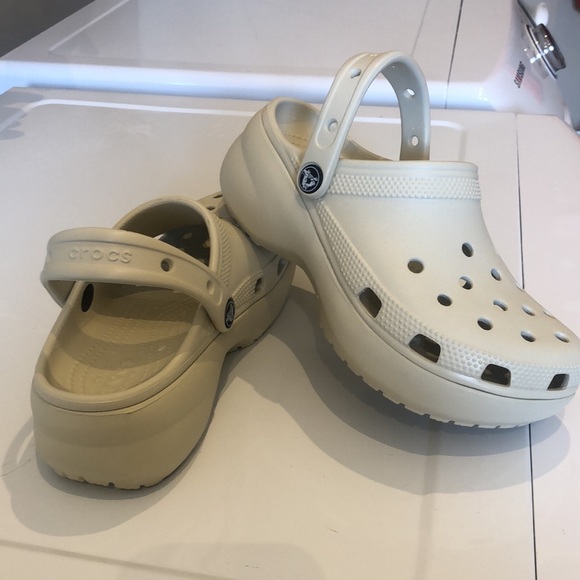 CROCS Shoes - Platform style. Almost new!  Crocs classic platform in bone color